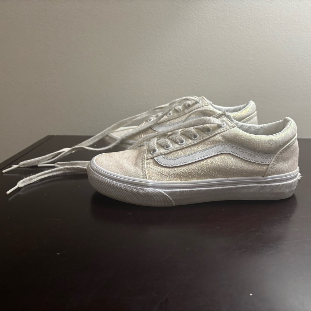 Vans white glitter Lace-Up Sneakers